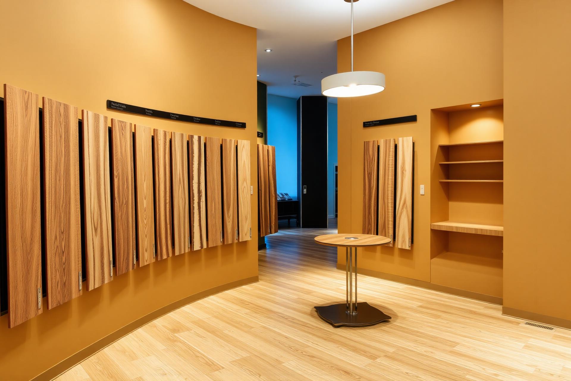 Showroom met vloeren-presentaties
